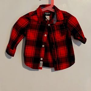 Red and black button down oxford